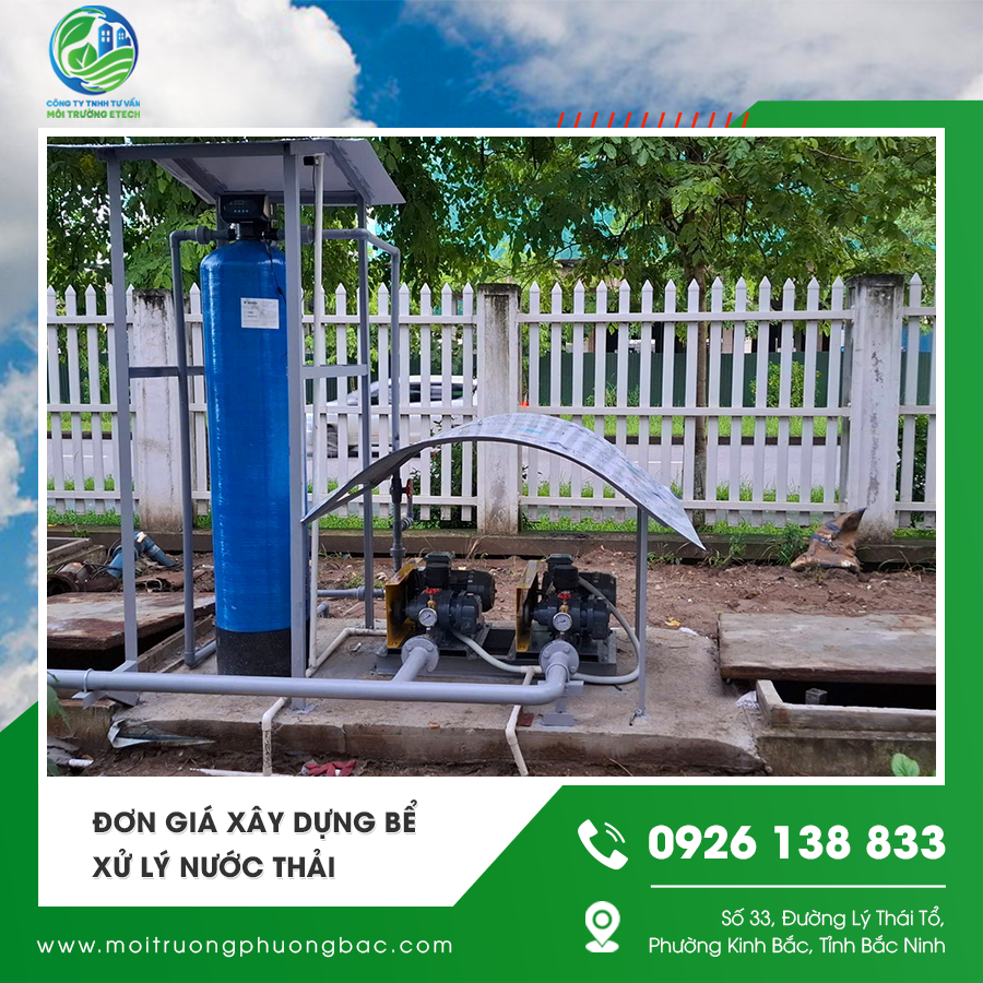 Đơn giá xây dựng bể xử lý nước thải công nghiệp theo quy mô công trình. Đơn giá xây dựng bể xử lý nước thải công nghiệp theo quy mô công trình.
