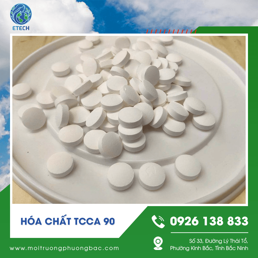 Hóa chất TCCA 90 dạng viên nén, hàm lượng clo hoạt tính cao Hóa chất TCCA 90 dạng viên nén, hàm lượng clo hoạt tính cao