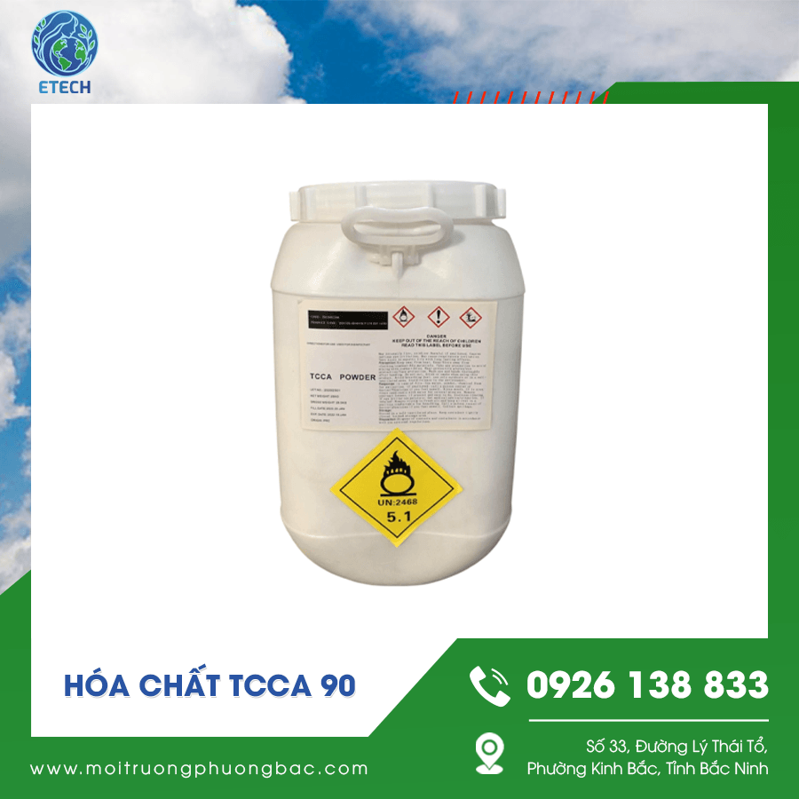 Hóa chất TCCA 90 được bảo quản trong thùng chuyên dụng, an toàn Hóa chất TCCA 90 được bảo quản trong thùng chuyên dụng, an toàn