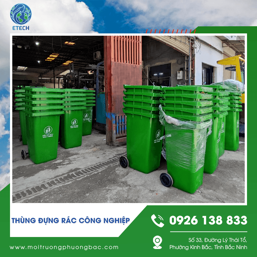 Cận cảnh thùng đựng rác công nghiệp với cấu tạo vững chắc, tuổi thọ lâu dài Cận cảnh thùng đựng rác công nghiệp với cấu tạo vững chắc, tuổi thọ lâu dài