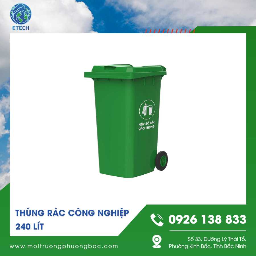 Thùng rác công nghiệp 240 lít chất lượng cao Thùng rác công nghiệp 240 lít chất lượng cao