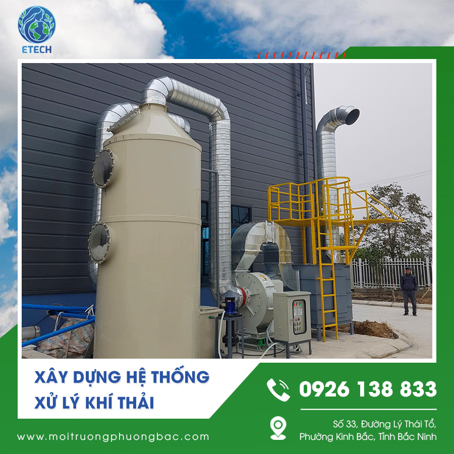 Đội ngũ thi công xây dựng hệ thống xử lý khí thải thực hiện kiểm tra và lắp đặt Đội ngũ thi công xây dựng hệ thống xử lý khí thải thực hiện kiểm tra và lắp đặt